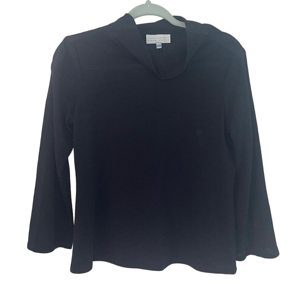 Diana Slavin Womens Sweater Size XXS Black Knit Mock Neck Long Sleeve Casual